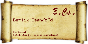 Berlik Csanád névjegykártya
